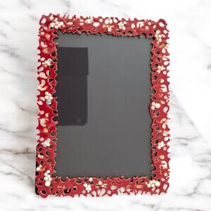 Papyrus Red Vintage Enameled Jeweled & Faux Pearl Decorative Frame 5 X 7